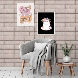 Kit 2 Quadros Coffee Is The Answer 33x24cm:moldura Preta - 2 Kit 2 Quadros Coffee Is The Answer 33x24cm:moldura Preta - 2