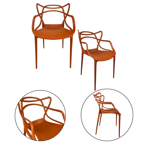Kit 2 Cadeiras Allegra 100% Polipropileno Leve e Resistente:terracota