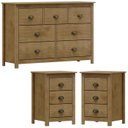 Ver imagem 1 de Comoda 7 Gv 02 Mesas de Cabeceira 3 Gv Madeira Maciça Freijo Milani Store