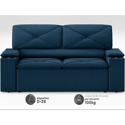 Sofá com Porta Copos Retrátil e Reclinável Pop 1,54m Velosuede Petroleo - Netsofas - 3