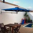 Ver imagem 2 de Ombrelone Guarda Sol Parede 2,4m Alumínio Natural Cobertura Uv:azul Marinho/alumínio Anodizdo Branco
