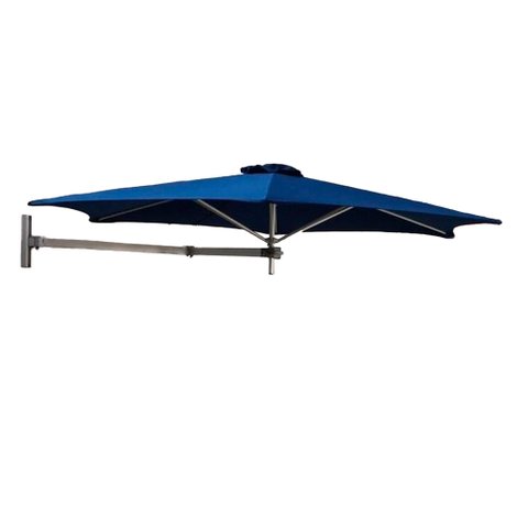 Ombrelone Guarda Sol Parede 2,4m Alumínio Natural Cobertura Uv:azul Marinho/alumínio Anodizdo Branco