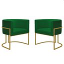 Ver imagem 1 de Kit 2 Poltronas Reforçadas Decorativa Sala Nayara Base Ferro Dourado Suede Verde