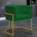 Ver imagem 2 de Kit 2 Poltronas Reforçadas Decorativa Sala Nayara Base Ferro Dourado Suede Verde