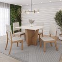 Ver imagem 1 de Conjunto Sala Jantar Mesa Vértice 90 cm Canto Reto 4 Cadeiras Milla Henn