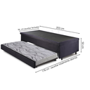 Ver imagem 3 de Bicama Box com Baú Solteirão Suede Preto 96x203 com Colchão Auxiliar Ecoflex
