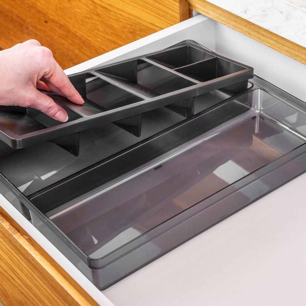 Organizador De Talheres E Utensilios Clear Preto Fechado OU - 3
