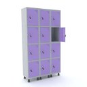 Ver imagem 1 de ROUPEIRO DE AÇO 3M 12 PORTAS FECHADURA PANDIN - CINZA/LILÁS GRF 503/12 DI