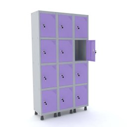 ROUPEIRO DE AÇO 3M 12 PORTAS FECHADURA PANDIN - CINZA/LILÁS GRF 503/12 DI - 1