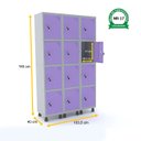 Ver imagem 2 de ROUPEIRO DE AÇO 3M 12 PORTAS FECHADURA PANDIN - CINZA/LILÁS GRF 503/12 DI