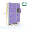 ROUPEIRO DE AÇO 3M 12 PORTAS FECHADURA PANDIN - CINZA/LILÁS GRF 503/12 DI - 2