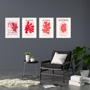 Ver imagem 1 de Kit 4 Quadros Decorativos Artes Matisse Mulher Coral 33x24cm - com Vidro:moldura Branca