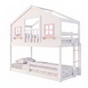 Ver imagem 3 de Beliche Infantil Montessori com Varanda e Grade Proteção Casinha Dos Sonhos Madeira Maciça Branco