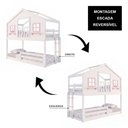 Ver imagem 6 de Beliche Infantil Montessori com Varanda e Grade Proteção Casinha Dos Sonhos Madeira Maciça Branco