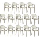 Ver imagem 1 de Kit 14 Cadeiras de Jantar Roma Prática com Braços para Sala e Cozinha - Branco-cinza Escuro
