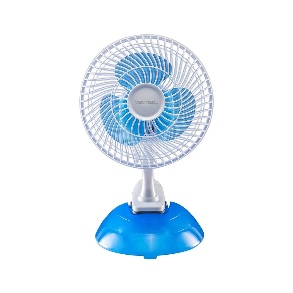 Mini Ventilador 20cm Portátil 3 Pás Branco Base ou Clipe Ventisol