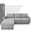 Ver imagem 4 de Sofá Chaise + 2 Assentos 2,40m Linho com Molas Zante Estofama