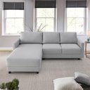 Ver imagem 1 de Sofá Chaise + 2 Assentos 2,40m Linho com Molas Zante Estofama