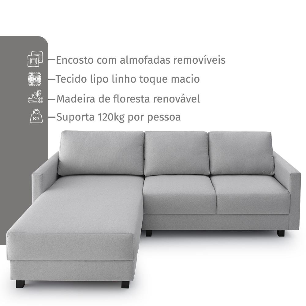 Sofá Zante Chaise e 2 Lugares 2,39m  - 4