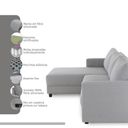 Ver imagem 3 de Sofá Chaise + 2 Assentos 2,40m Linho com Molas Zante Estofama