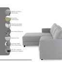 Ver imagem 3 de Sofá Chaise + 2 Assentos 2,40m Linho com Molas Zante Estofama