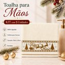 Ver imagem 2 de Kit 5 Toalhas de Mãos e Lavabo Natalina 30x50cm 100% Algodão 400g-m² Macia Cream e Vermelha e Pé