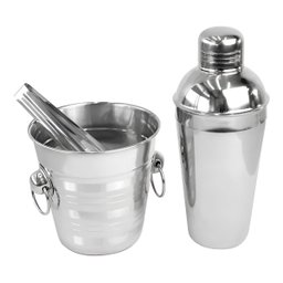 Kit Drinks Bar 3 Peças Coqueteleira Balde Pegador Inox - 1