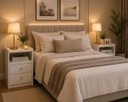 Ver mais imagens de Mesa de Cabeceira Cristal Luxo com Duas Gavetas Quarto Fosco Branco