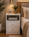 Ver imagem 2 de Mesa de Cabeceira Cristal Luxo com Duas Gavetas Quarto Fosco Branco