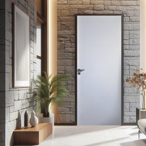 Kit Porta de Madeira Lisa Primer 210x82cm Batente 14cm Uniportas Abertura Direita Branco