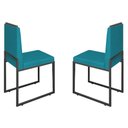 Ver imagem 1 de Conjunto Duas Cadeiras Sala Jantar Barcelona Base Preta:azul Turquesa