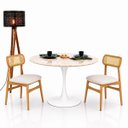 Ver imagem 2 de Mesa de Jantar Saarinen Redondo 160 cm Tampo Mármore Taj Mahal Base Laca Branca