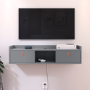 Ver imagem 1 de Rack Suspenso 2 Gavetas Decorativo Puxador Amalfi 0,90 Vegas - Cinza