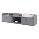 Ver imagem 6 de Rack Suspenso 2 Gavetas Decorativo Puxador Amalfi 0,90 Vegas - Cinza