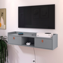 Ver imagem 4 de Rack Suspenso 2 Gavetas Decorativo Puxador Amalfi 0,90 Vegas - Cinza