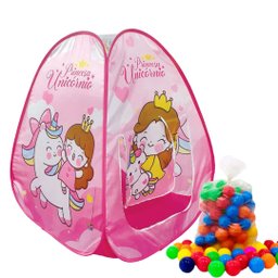 Toca Barraca Infantil Dobrável Pop Up + 50 Bolinhas Princesa Unicórnio - 1
