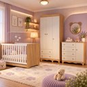 Ver imagem 1 de Quarto de Bebê Completo com Berço Americano 3 em 1 e Colchão Incluso Flor Multimóveis MP4943