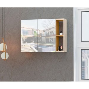 Espelheira para Banheiro Armário Suspenso Florence Off-white