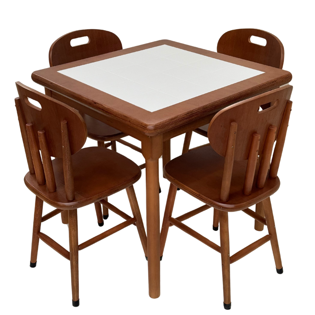Conjunto de Mesa Jantar Mosaico com 4 Cadeiras Branco - Dg Móveis:imbuia