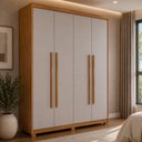 Ver imagem 1 de Guarda-Roupa Solteiro 100% MDF 4 Portas e 2 Gavetas com Pés Multimóveis CR35519 Madeirado/Off