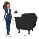 Ver imagem 4 de Kit 2 Poltronas Decorativa Couro Preto Pés Madeira Ms Decor