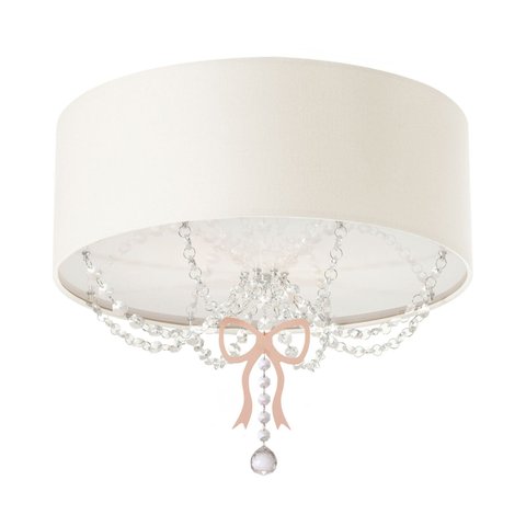 Luminária Plafon Infantil Laço Cúpula Branco 50x15 3e27