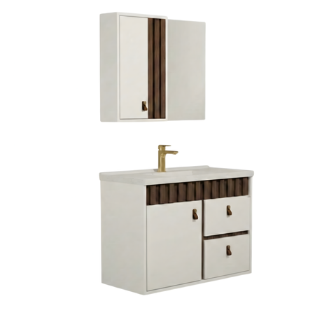 Conjunto Gabinete de Banheiro Laura Suspenso 80cm