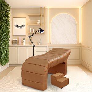 Maca Estofada Luxo para Estética, Spa, Cílios, Sobrancelhas Corino Marrom/caramelo Bz Home Decor