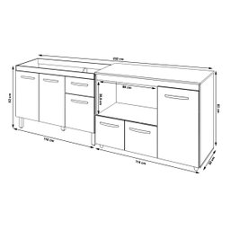 Gabinete Cozinha Armário Balcão de Pia 120 Cm Aline e Balcão para Microondas e Forno Elétrico Lilian - 6