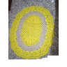 Tapete crochê Oval sala quarto banheiro branco amarelo 75x55 - 2