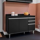 Ver imagem 6 de Balcao com Tampo 3 Portas 2 Gavetas Bp 120 Cm Melissa Eratto Moveis - Preto