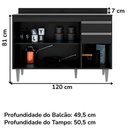 Ver imagem 3 de Balcao com Tampo 3 Portas 2 Gavetas Bp 120 Cm Melissa Eratto Moveis - Preto