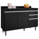 Ver imagem 1 de Balcao com Tampo 3 Portas 2 Gavetas Bp 120 Cm Melissa Eratto Moveis - Preto
