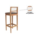 Ver mais imagens de Kit 4 Banquetas Madeira Mel Bandada com Encosto Palha Rattan:Mel com Linho Marrom